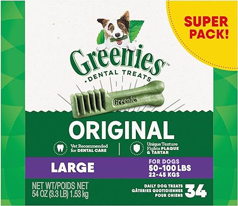 GREENIES Large Natural Dental Care Dog Treats, 54 oz. Pack (54 Treats)