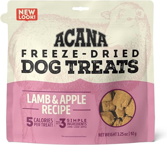 ACANA Freeze Dried Dog Treats, Limited Ingredient Grain Free Lamb & Apple Recipe, 3.25oz